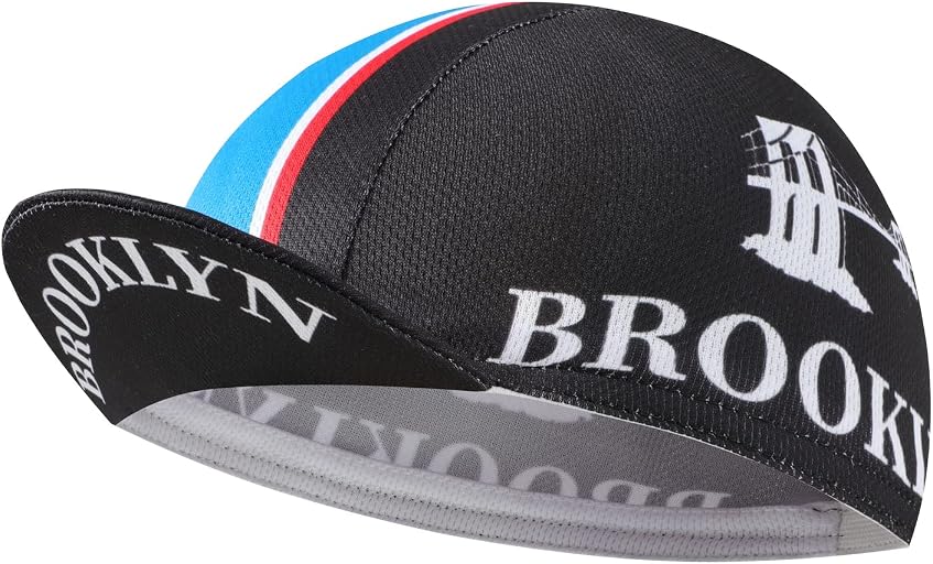 Black Blue-White Stripe Cycling Cap