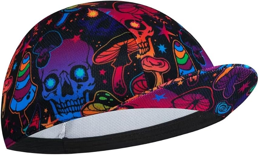 Navy Colorful Skull Print Cycling Cap