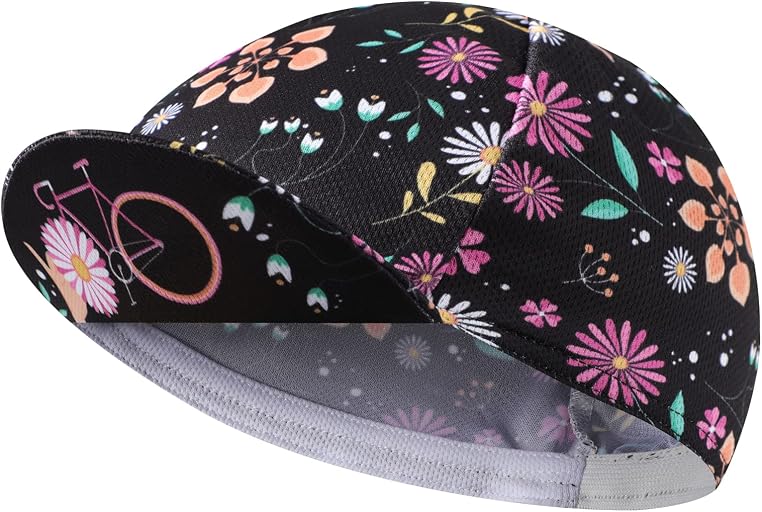 Black Floral Bicycle Cycling Cap