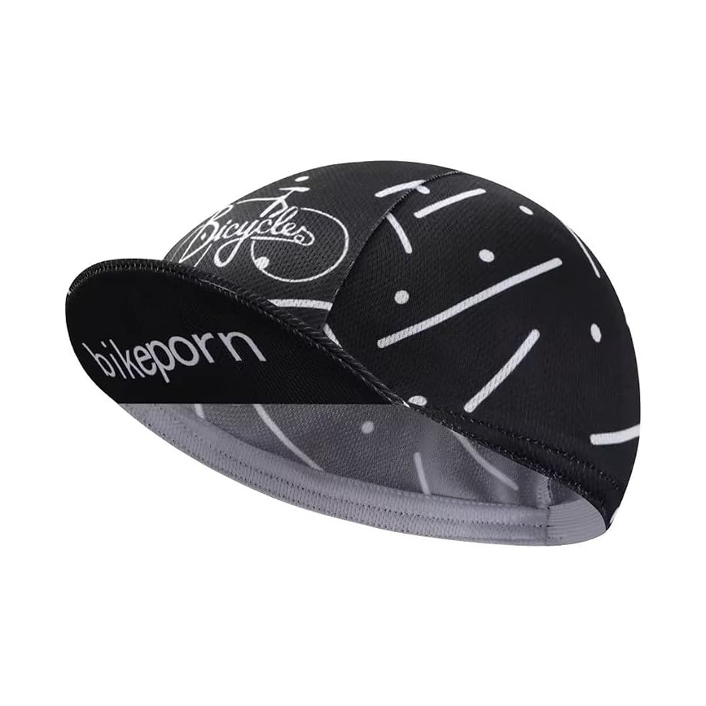 BikingBros Black White Dashes cycling cap, main view